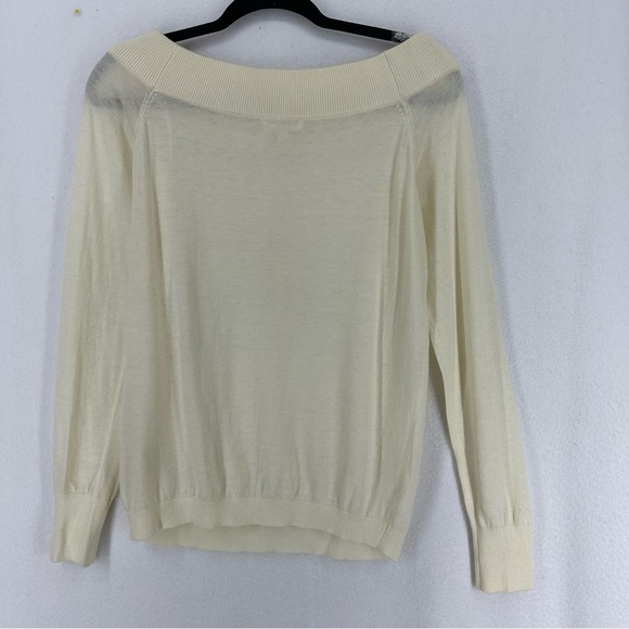 NWT Rebecca Taylor Off Shoulder Wool Blend Sweater Womens Large Beige - Picture 9 of 11